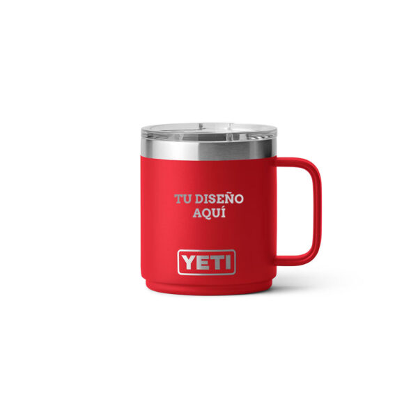 Taza yeti 10oz personalizada con grabado laser rojo