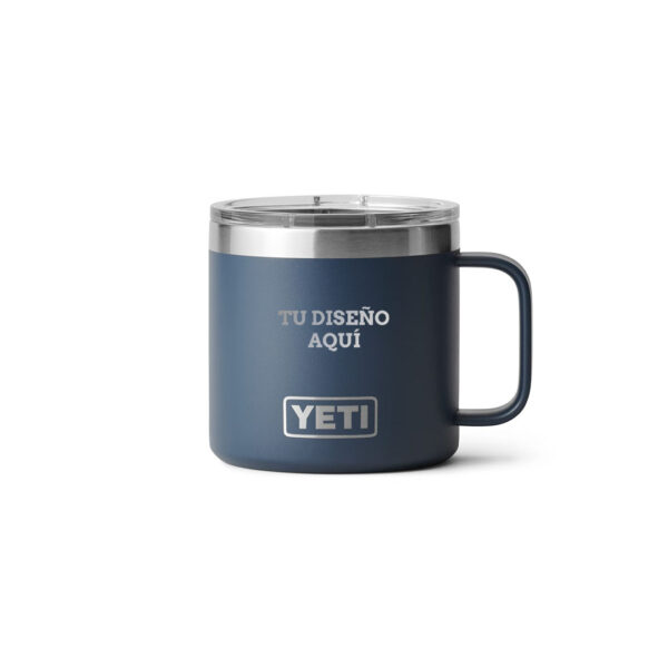 Taza yeti 10oz personalizada con grabado laser azul